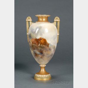 Royal Worcester Porcelain Handpainted Vase