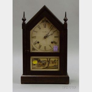 Mahogany Sharp Gothic or "Steeple" Clock by New Haven