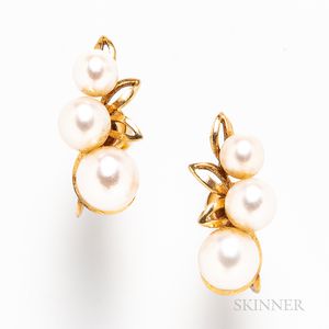Mikimoto 14kt Gold and Cultured Pearl Ear Clips