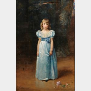 Abraham Archibald Anderson (American, 1847-1940) Portrait of a Standing Girl in Blue