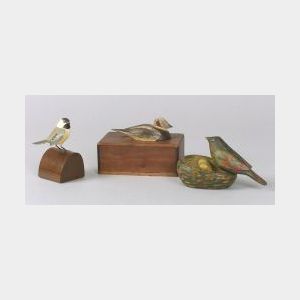 Three Carved and Painted Bird Items