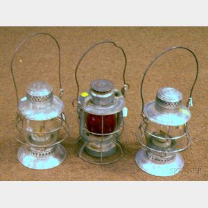 Three Deitz New York Central Tin Lanterns