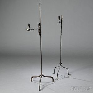 Two Wrought Iron Floor Lighting Devices