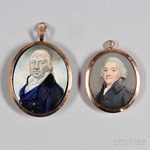 English School, Late 18th Century Two Portrait Miniatures of Older Gentlemen.