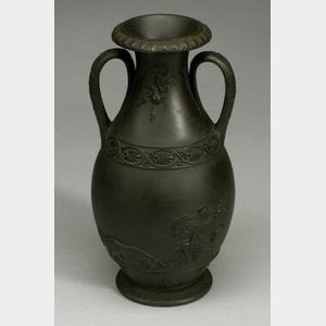 Wedgwood Black Basalt Two Handled Trophy Vase