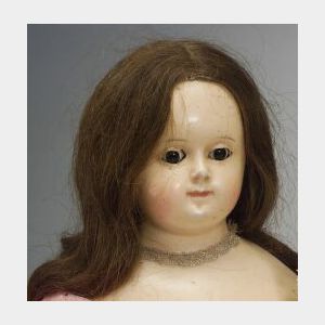Large Wax over Papier-mache Shoulder Head Doll
