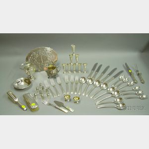 Group of Sterling and Silver Plated Tableware and Articles