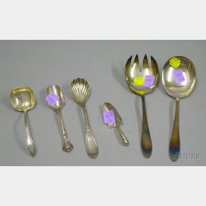 Six Pieces of Sterling Silver and Silver Plated Flatware