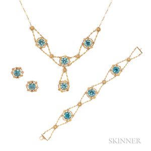 14kt Gold and Blue Zircon Suite