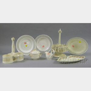 Eight Pieces of English and European Creamware Tableware