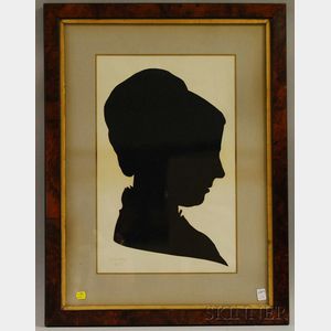 Framed 1877 Hollow-cut Silhouette of a Woman