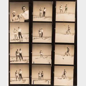 George Platt Lynes (American, 1907-1955) Seven Contact Sheets of Various Subjects, Including the Artist with Chuck Howard