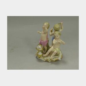 Meissen Porcelain Scholarly Cherub Figural Group.