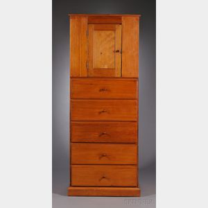 Shaker Pine Cupboard over Five Drawers