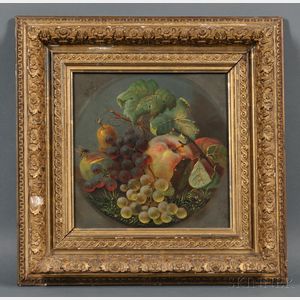 American School, 19th Century Still Life with Fruit and a Bee.