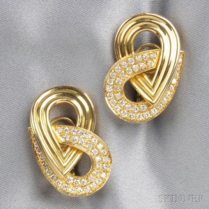 18kt Gold and Diamond Earclips, Van Cleef & Arpels