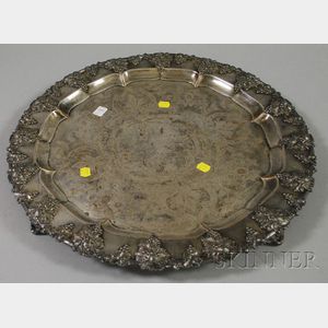 Large Silver Plated Footed Tray