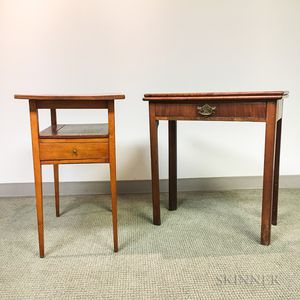 Georgian-style Mahogany Card Table and a One-drawer Stand. 
