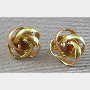 14kt Bicolor Gold and Gemstone Earclips.