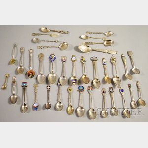 Large Group of Silver Souvenir Spoons