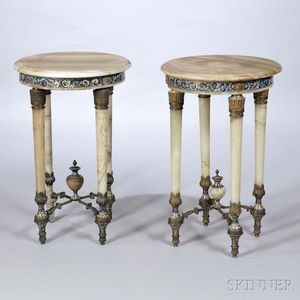 Pair of Similar Onyx and Champleve Tables