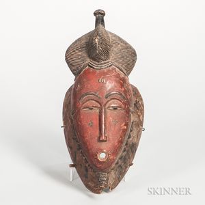 Baule-style Carved Wood Face Mask