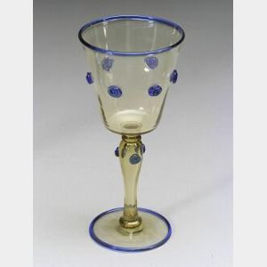 Amber and Blue Glass Goblet