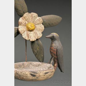 Carved and Painted Wood Figural Bird Sculpture
