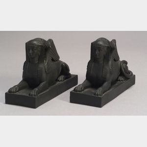 Pair of Wedgwood Black Basalt Sphinx