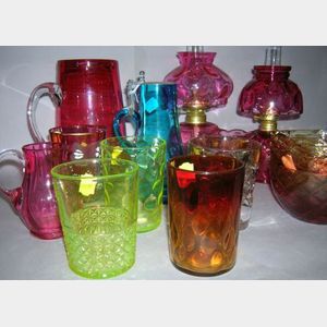 Group Colored Art Glass Table Articles