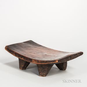 Senufo-style Carved Wood Low Stool