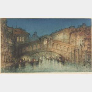 James Alphege Brewer (British, fl. 1909-1938) Venice (The Bridge of the Rialto).