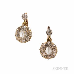 Gold and Rose-cut Diamond Earrings