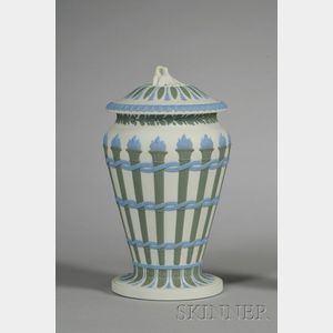 Wedgwood Three-Color Jasper Torches Vase and Cover