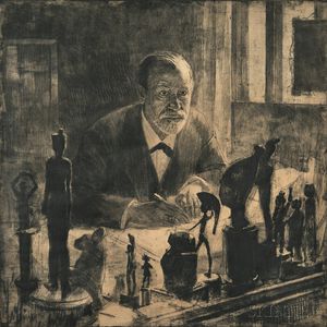 Max Pollak (Czech/Austrian, 1886-1970) Portrait of Sigmund Freud