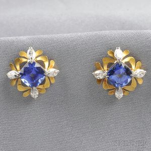 Sapphire and Diamond Earstuds, McTeigue