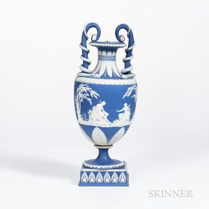 Dark Blue Jasper Dip Snake-handled Vase