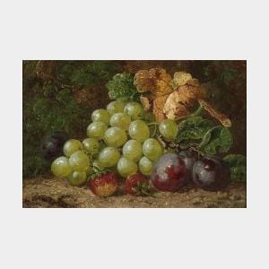 Attributed to Charles Thomas Bale (British, d. 1875) Still Life with Grapes, Plums and Strawberries