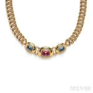 18kt Gold Gem-set Necklace