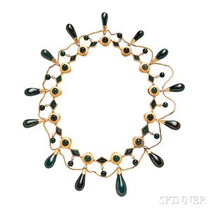 14kt Gold and Bloodstone Necklace