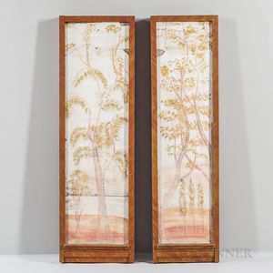 Two Painted Plaster Wall Panels