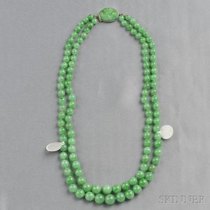 Double-strand Jadeite Bead Necklace