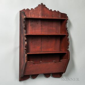 Shaped Red-painted Wall Shelf