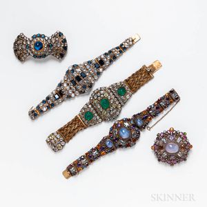 Five Pieces of Costume Jewelry Attributed to Hobe