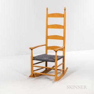 Small Yellow-painted Reproduction Shaker Armed Rocking Chair