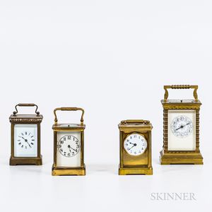 Four Brass and Glass Carriage Clocks