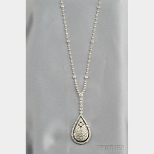 18kt White Gold, Onyx, and Diamond Necklace