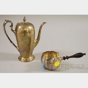 Watson Sterling Coffeepot and a Fisher Lobed Sterling Brandy Warmer.