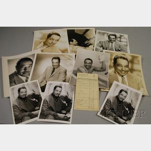 1959 Duke Ellington Signed Hotel Frankfurter Hof Guest Service Receipt and Twelve Duke Ellington Publicity Portrait Photographs