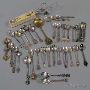 Group of Silver and Silver-plated Demitasse and Souvenir Spoons